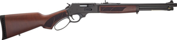 Lever-action rifle with wooden stock and long barrel, shown in profile.
