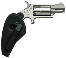 NAA 22MS HG Handgun .22 Mag 5rd Capacity 1.125" Barrel Silver with Black Holster Grip
