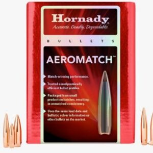 Hornady Aeromatch Rifle Bullets 22 CAL .224 77 HPBT W/C  (1-9") 100 RDS