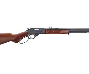 Lever-action rifle with wooden stock and fore-end, shown in profile against a white background.