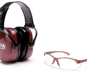 Howard Leight Women's Shooting Sports Safety Combo Kit Shooting Glasses Dusty Rose with Clear Lens and Earmuff 25dB Dusty Rose