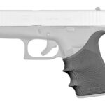 Side view of a semi-automatic pistol with a white slide and black textured grip.