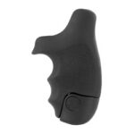 Black ergonomic bicycle grip with finger grooves and textured surface.