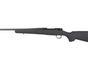 Bolt-action rifle with a long barrel and black stock, shown in profile.