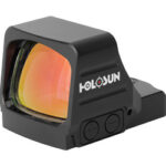 Holosun red dot reflex sight with orange lens and two side control buttons