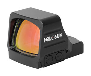 Holosun red dot reflex sight with orange lens and two side control buttons