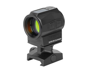Compact black red-dot reflex sight with mounting base for a rail, used to aid aiming.