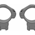 Pair of gray circular clamps with mounting tabs and screw holes, likely used to secure cylindrical components