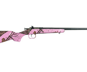 Bolt-action rifle with pink camouflage stock and a long barrel.
