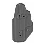 Gray polymer handgun holster shell with mounting holes and two retention screws