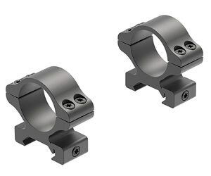 Pair of gray 30mm rifle scope rings with clamp bases on a white background.