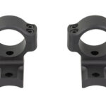 Pair of black rifle scope rings with bases for mounting a scope