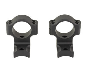 Pair of black scope rings with bases for mounting a riflescope