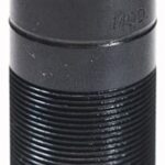 Black metal cylindrical adapter with external threads and a knurled middle section.