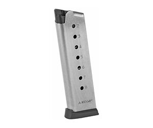 Mec-Gar 1911 Govt Handgun Magazine with Plastic Removable Buttplate & Follower .45 ACP HT Stainless Steel 8/rds High Cap