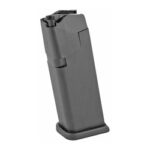 Detachable pistol magazine standing upright with visible base plate.