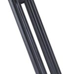 Manual staple gun with long handle resting on its base, used to fasten staples hard.