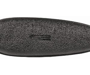 Black textured oval object with a small shallow central groove