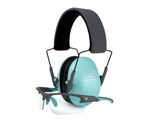 Radians Lowset Ladies Range Combo 21dB Ear Muffs and Charcoal/Teal Shooting Glasses with Clear Lens