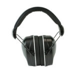Over-ear black headphones with a padded headband and silver accents, facing forward.