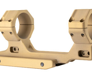 Gold-colored double scope ring mount with two clamps on a flat base, used to attach a rifle scope.