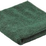 Dark green folded towel with a plush texture.