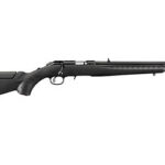 Pump-action shotgun with a black synthetic stock and forend, shown in profile to the right.