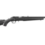 Long-barreled black rifle with a synthetic stock shown on a white background.
