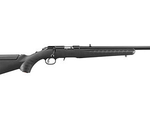 Long-barreled black rifle with a synthetic stock shown on a white background.