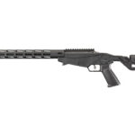 AR-style rifle with long barrel, free-floating handguard, pistol grip, and adjustable stock