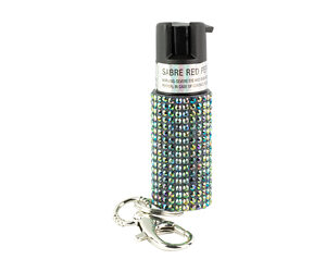 Sabre Jeweled Pepper Spray with Key Ring Black