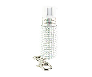 Sabre Jeweled Pepper Spray with Key Ring Silver