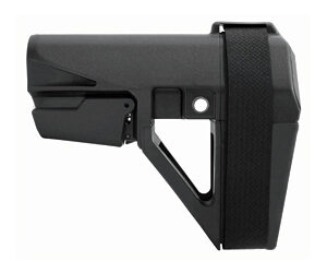Side view of a black adjustable rifle buttstock.