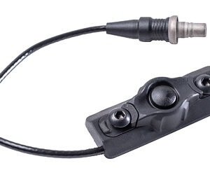 Inline electrical sensor module with two mounting screws and attached cable ending in a round connector