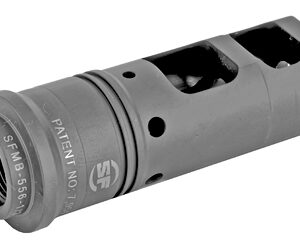 Gray metal cylindrical adapter with threaded inner bore and patent markings, featuring hollow sections along the body and cutouts on top.