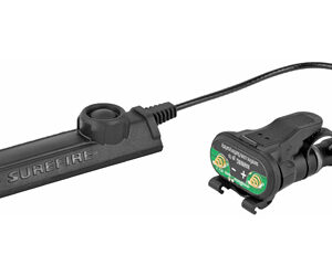 SureFire tactical flashlight with remote pressure-switch and mounting adapter connected by a cord