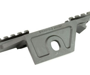 Gray rifle rail mount with Picatinny rails on both sides and a central mounting hole, labeled Springfield Armory.
