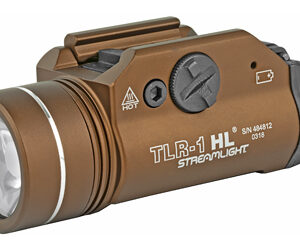 Brown Streamlight TLR-1 HL weapon light with rail mount and rear activation switch