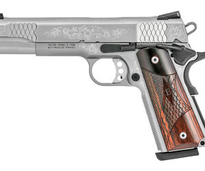 Smith & Wesson 1911 Engraved Handgun .45 ACP 8rd Magazine 5" Barrel Engraved Silver with Wood Grip