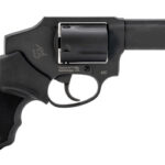 Black compact revolver handgun with a short barrel and textured grip.