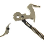 Winged corkscrew wine opener with a foil cutter and detachable lever on a white background