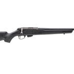 Black bolt-action shotgun with a long barrel and ergonomic stock, shown from the side.