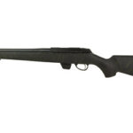 Bolt-action rifle with a long barrel and black synthetic stock.