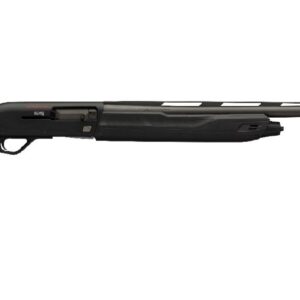 Black over/under style shotgun with a long vented barrel and synthetic stock, shown in profile with the action slightly open (informative)
