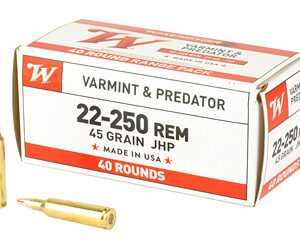 Winchester USA Rifle Ammunition .22-250 Rem 45 gr JHP 4000 fps 40/ct