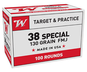Winchester Target Handgun Ammunition .38 Spl 130 gr. FMJ-FP 800 fps 100/ct