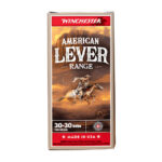 Box of Winchester American Lever Range .30-30 rifle ammunition, Made in USA.