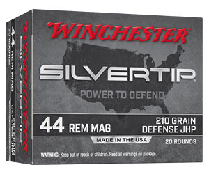 Winchester Silvertip Handgun Ammunition 44 Rem Mag 210 gr. JHP 1250 fps 20/ct