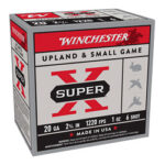 Winchester Super-X Upland & Small Game shotgun shells box, 20ga, 2 1/2", 1 oz, 6 shot, 1220 fps, Made in USA.