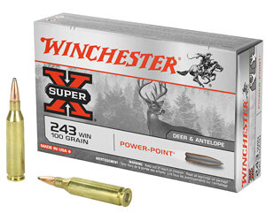 Winchester Power Point Rifle Ammunition .243 Win 100 gr. JSP 2960 fps 20/ct